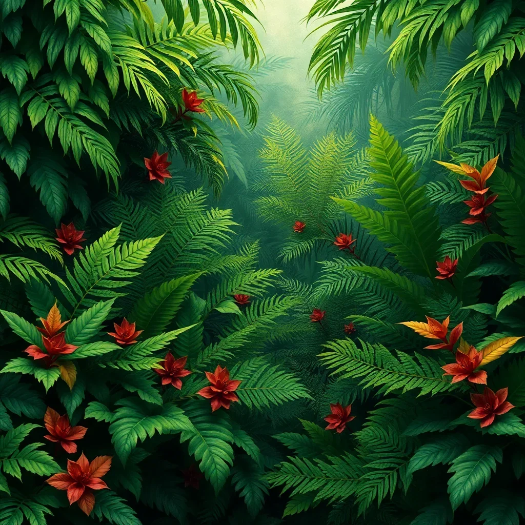 completed artwork display Realistic Antique Jungle Foliage paint by numbers