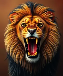 Realistic Antique Lion Roar Paint By Numbers