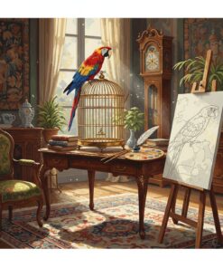 Realistic Antique Room Parrot Paint By Numbers