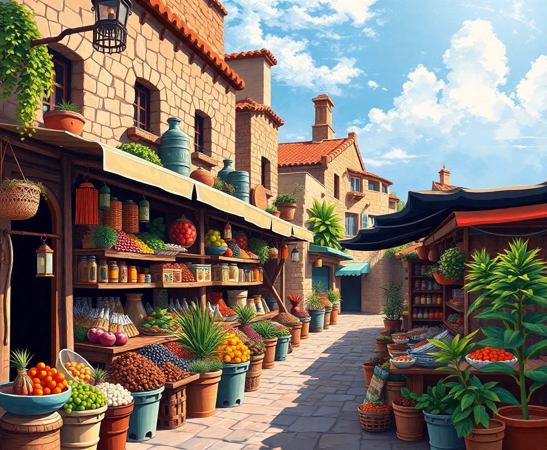 Realistic Antique Spice Market Paint By Numbers Kit completed