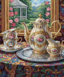 Realistic Antique Tea Set Paint By Numbers