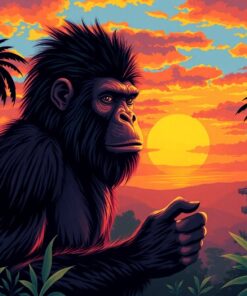 Realistic Ape Man Sunset Paint By Numbers