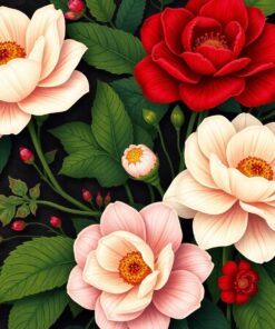 Realistic Art Nouveau Blooms Paint By Numbers