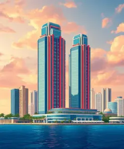 Realistic Azure Coast Towers Paint By Numbers