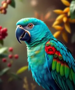 Realistic Azure Parrot Dining Paint By Numbers