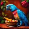 Realistic Azure Parrot Dining Paint By Numbers