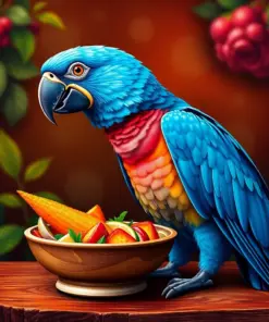 Realistic Azure Parrot Dining Paint By Numbers