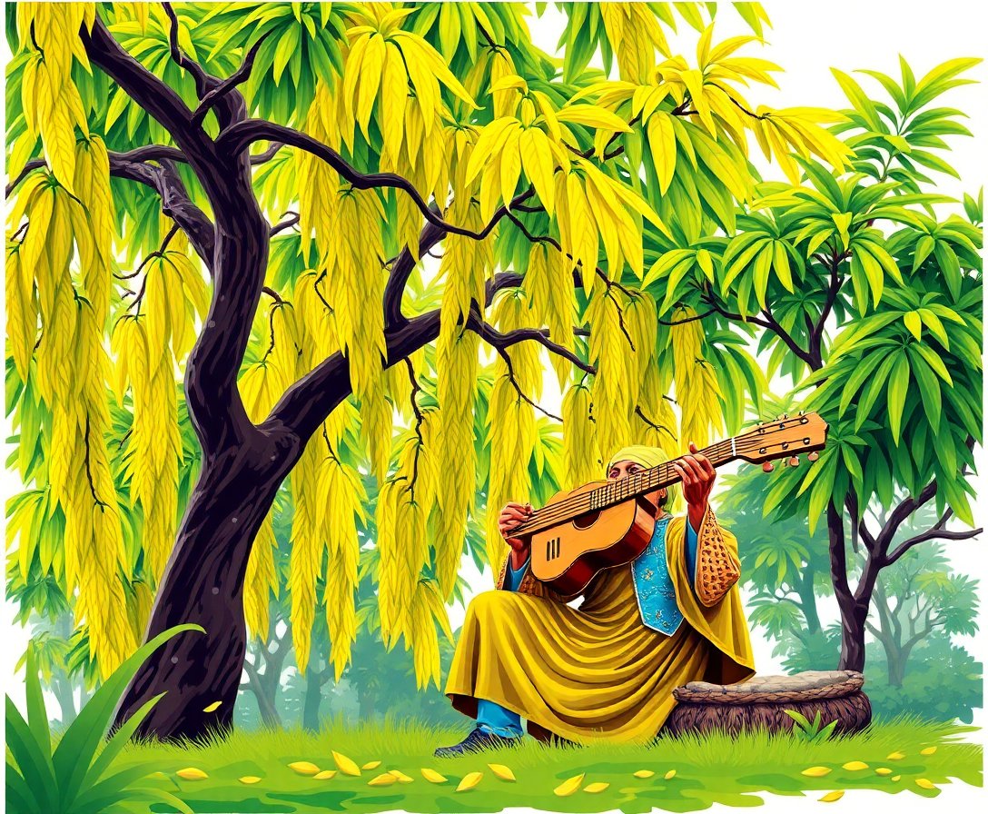 Realistic Banyan Shade Musician Paint By Numbers Kit completed