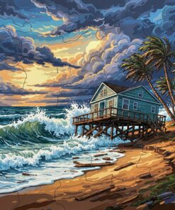 Realistic Beach House Peril Paint By Numbers