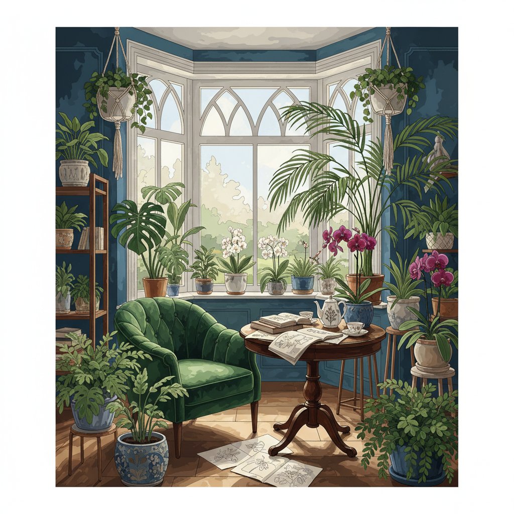 Realistic Botanical Parlor Books Paint By Numbers Kit completed