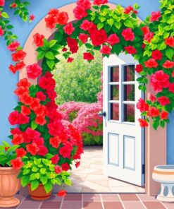 Realistic Bougainvillea Doorway Paint By Numbers