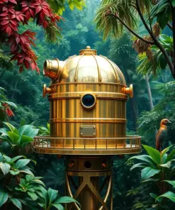 Realistic Brass Jungle Observatory Paint By Numbers