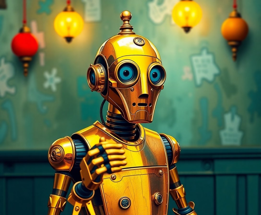 realistic-brass-robot-waiter-paint-by-numbers-kit-sci-fi-art