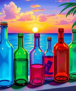 Realistic Caribbean Bottle Collection Paint By Numbers