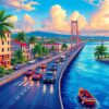 Realistic Caribbean Bridge Traffic Paint By Numbers
