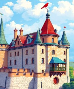 Realistic Castle Bird Perch Paint By Numbers
