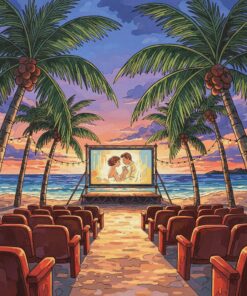 Realistic Cinema Under Palms Paint By Numbers