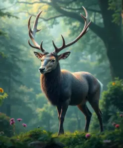 Realistic Cloud Forest Stag Paint By Numbers