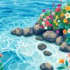 Realistic Coastal Floral Waters Paint By Numbers