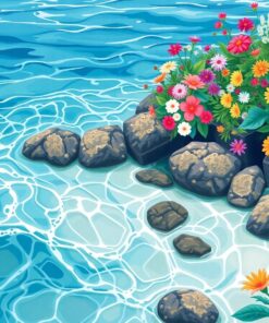 Realistic Coastal Floral Waters Paint By Numbers