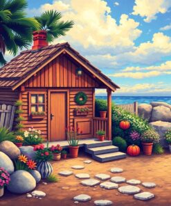 Realistic Coastal Hut Getaway Paint By Numbers