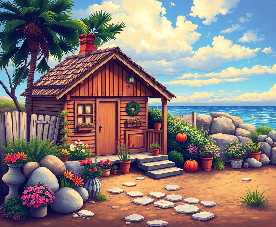 realistic-coastal-hut-getaway-paint-by-numbers-kit