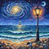Realistic Coastal Starry Lamp Paint By Numbers