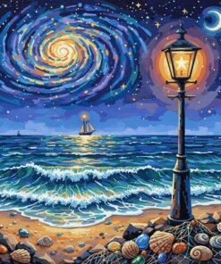 Realistic Coastal Starry Lamp Paint By Numbers