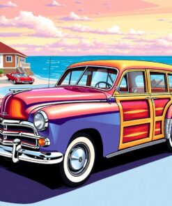 Realistic Coastal Woodie Car Paint By Numbers