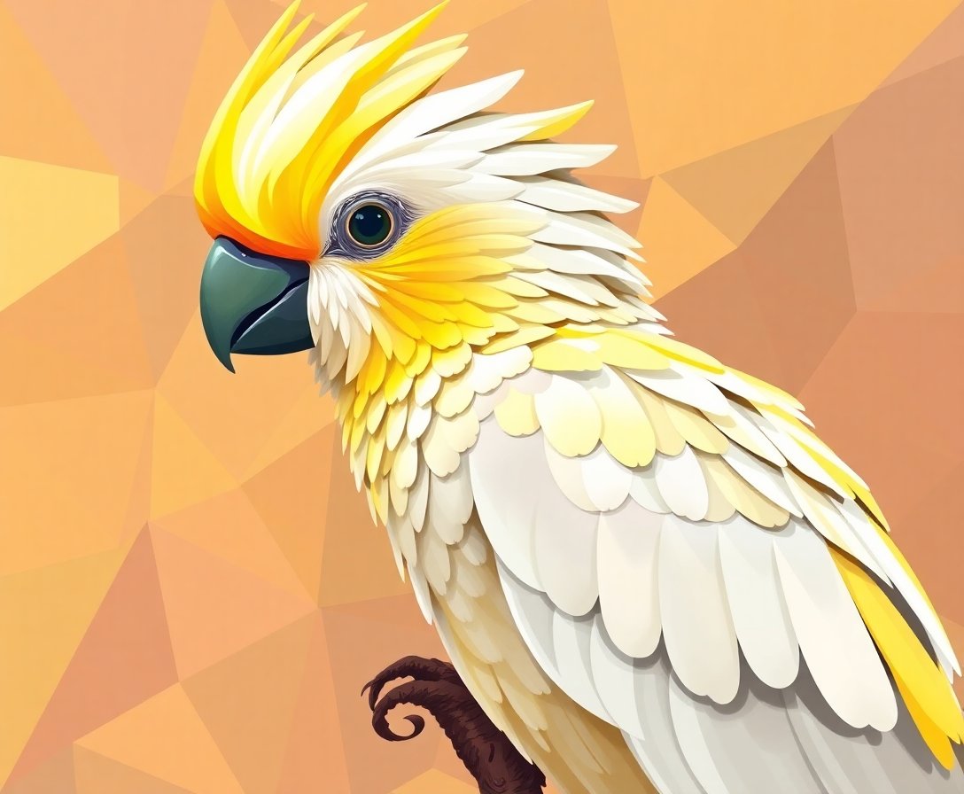 Realistic Cockatoo Golden Geometry Paint By Numbers Kit completed