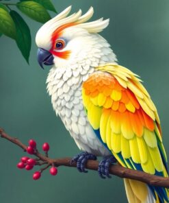 Realistic Cockatoo Velvet Perch Paint By Numbers