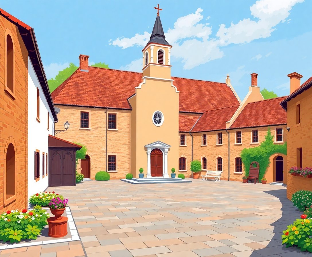 realistic-colonial-church-courtyard-paint-by-numbers-kit