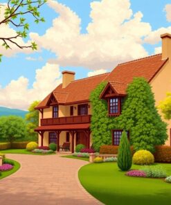 Realistic Colonial Estate View Paint By Numbers