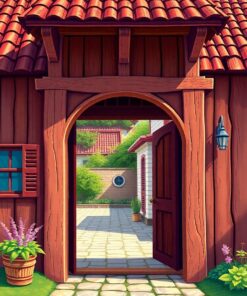 Realistic Colonial Wooden Portal Paint By Numbers