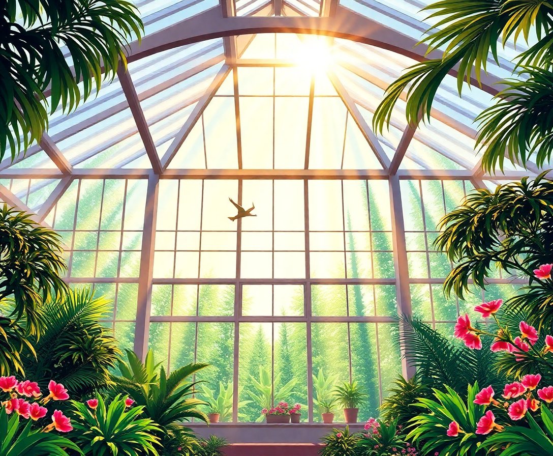 Realistic Conservatory Sunbeams Paint By Numbers Kit completed