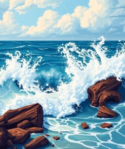 Realistic Crashing Sea Timber Paint By Numbers