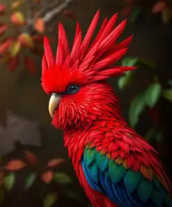 Realistic Crimson Crested Male Paint By Numbers