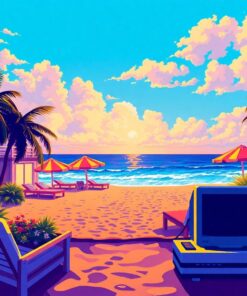 Realistic CRT Beach View Paint By Numbers