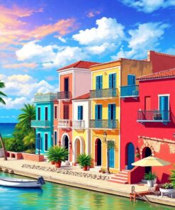 Realistic Cuban Coastal Architecture Paint By Numbers