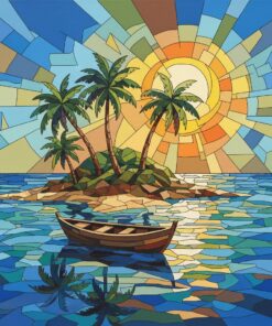 Realistic Cubism Island Boat Paint By Numbers