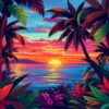 Realistic Cubist Tropical Dusk Paint By Numbers