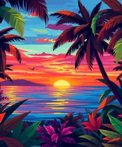 Realistic Cubist Tropical Dusk Paint By Numbers