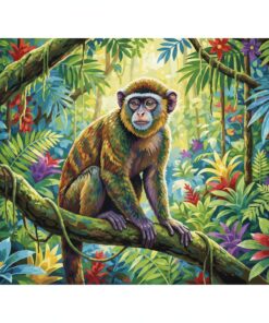 Realistic Dappled Rainforest Monkey Paint By Numbers