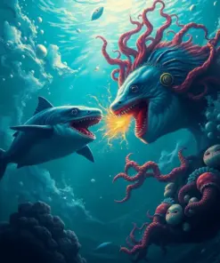 Realistic Deep Sea Duel Paint By Numbers
