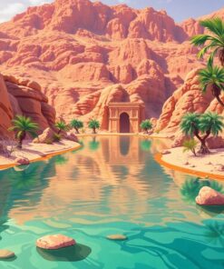 Realistic Desert Oasis Waters Paint By Numbers