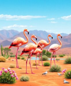 Spring Flamingos Paint Numbers