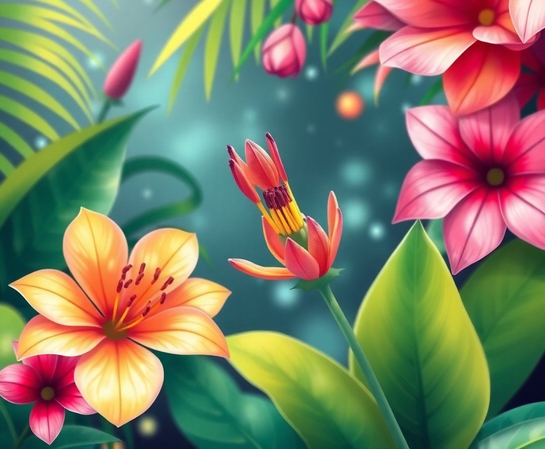 Realistic Dewy Flora Paint By Numbers Kit - Tropical Art completed