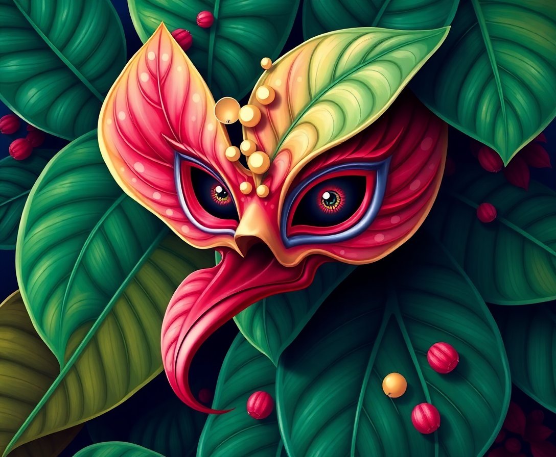 Realistic Dewy Monstera Masquerade Paint By Numbers Kit completed