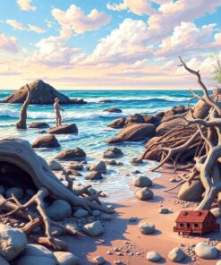 Realistic Driftwood Coastline Paint By Numbers