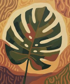 Realistic Earthy Monstera Silhouette Paint By Numbers